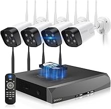 OHWOAI CSOH04SW5MP04BW Wireless Security Camera System Outdoor 130° Wide Angle, Dual Antennas, Expandable NVR