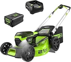 Greenworks 2531602 Battery Powered Push Lawn Mower (21-Inch, 60V Brushless, 5.0Ah Battery, 4-in-1)