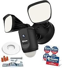 Swann SWWHD-FLOCAMB Floodlight Security Camera 1080p, Motion Lighting, Color Night Vision, True Detect Heat Sensing