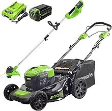Greenworks 2531302 Battery Powered Self-Propelled Lawn Mower (21-Inch, 40V, 5.0Ah Battery, Trimmer Included)