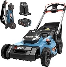 SENIX LPP1-M-0 Battery Powered Push Lawn Mower (21-Inch, 60V, 6.0Ah Battery, Smart Display)