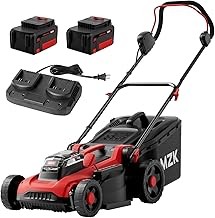 MZK LM16B011 Battery Powered Push Lawn Mower (16-Inch, Brushless, Two 4.0Ah Batteries)