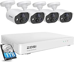ZOSI C303 Spotlight Home Security Camera System 1080p, 5MP Lite DVR, Light & Siren Alarm, 1TB HDD