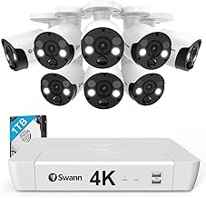Swann 8Ch 8 Cam PoE 4K Security System 8 Cameras, Color Night Vision, True Detect, 1TB NVR