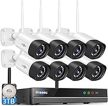 Hiseeu 16CH WiFi-Pro Wireless NVR Security System 8 Cameras, 5MP, 3TB Storage, Color Night Vision