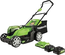Greenworks MO48L4211 Battery Powered Push Lawn Mower (17-Inch, 48V, Two 4.0Ah Batteries)