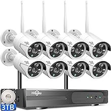 Hiseeu 16CH 4K Wireless NVR Security System 8 Cameras, 5MP, 3TB HDD, Motion Detection, Night Vision