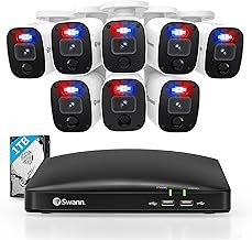 Swann 8CH 1080p Wired DVR Bullet Security Camera System 1TB Storage, 8 Cameras, Heat Detection, Night Vision