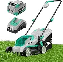 LiTHELi LVM01Z-0 Battery Powered Push Lawn Mower (13.1-Inch, Brushless, 4.0Ah Battery, 8 Gallon Capacity)