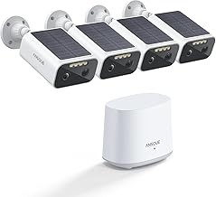 ANSQUE ANSQUE2K4CAM Wireless Outdoor Security Camera 2K, 4-Cam Kit, Solar Powered, Color Night Vision